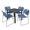Kee Kee Square Table & Chair Set, Wood, Metal, Polypropylene Top TB3030GYBPBK44BE - alternate 1